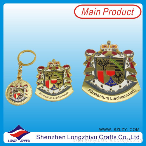 Royal Gold Metal Custom Brass 3m Adhesive Nameplates Label Keyring Decoration Emblem (LZY600033)